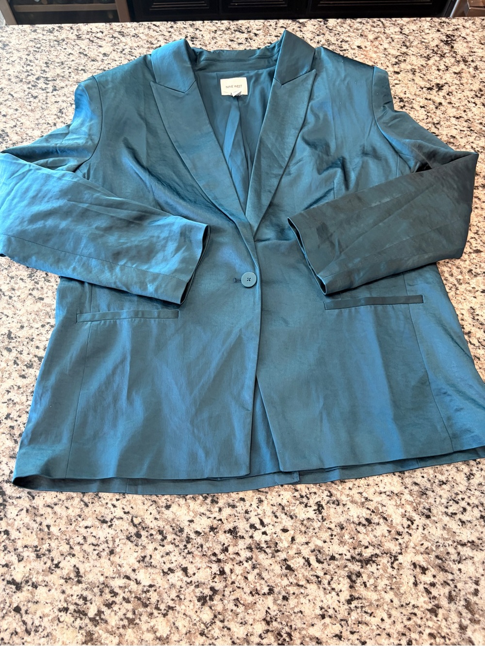 NWOT Jones Nine West Satin Teal Single-Button Blazer